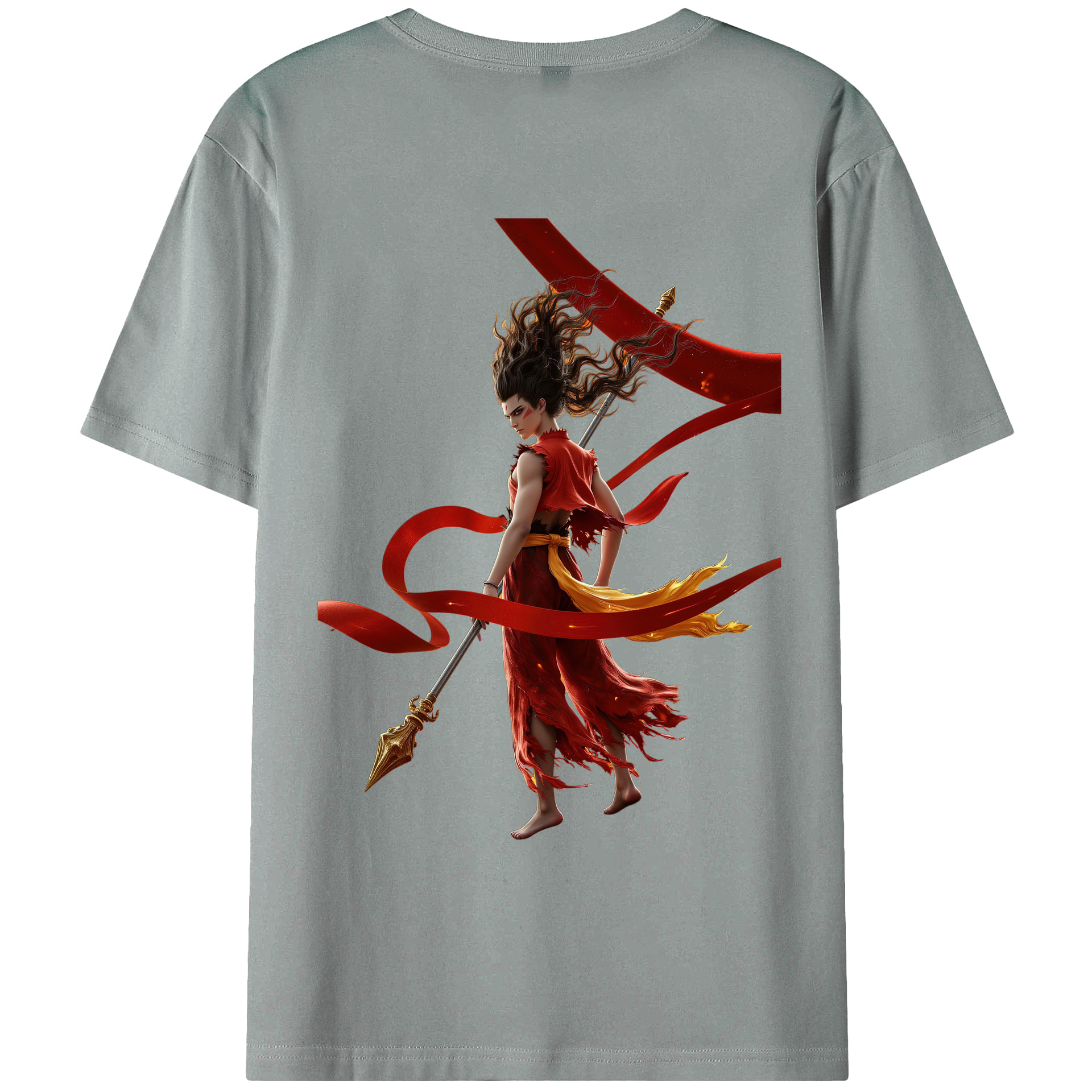 （画像用） Ne Zha 2 ナタ 魔童の大暴れ 綿100％ メンズ半袖Tシャツ（バックプリント） 通気性